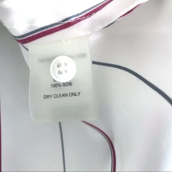 David Lerner Draped Silk Blouse in Red & Blue Stripe - Picture 3 of 7